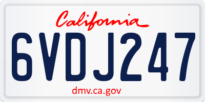 CA license plate 6VDJ247