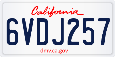 CA license plate 6VDJ257