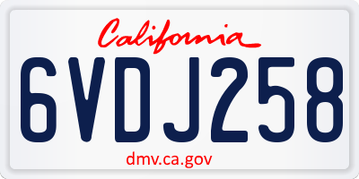 CA license plate 6VDJ258