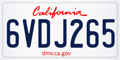 CA license plate 6VDJ265
