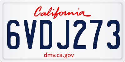 CA license plate 6VDJ273