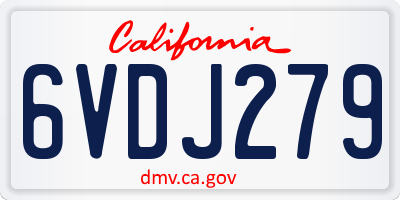 CA license plate 6VDJ279