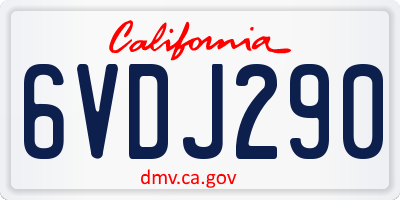CA license plate 6VDJ290