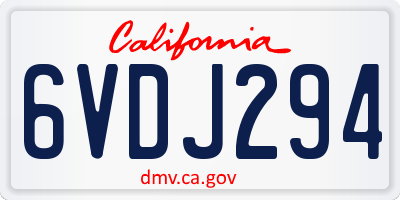 CA license plate 6VDJ294