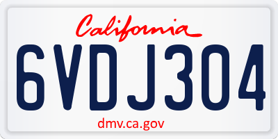 CA license plate 6VDJ304