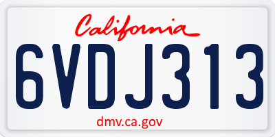 CA license plate 6VDJ313
