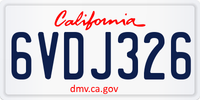CA license plate 6VDJ326