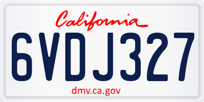 CA license plate 6VDJ327