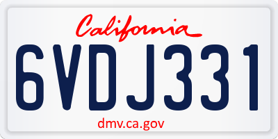 CA license plate 6VDJ331