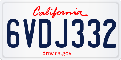CA license plate 6VDJ332
