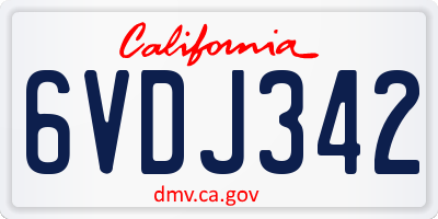 CA license plate 6VDJ342