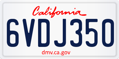 CA license plate 6VDJ350