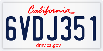 CA license plate 6VDJ351