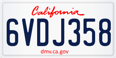 CA license plate 6VDJ358