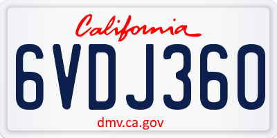 CA license plate 6VDJ360