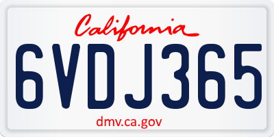 CA license plate 6VDJ365