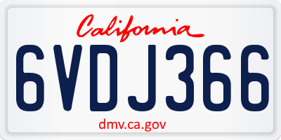CA license plate 6VDJ366