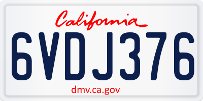 CA license plate 6VDJ376