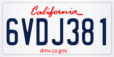 CA license plate 6VDJ381