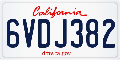 CA license plate 6VDJ382