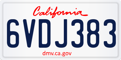 CA license plate 6VDJ383