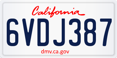CA license plate 6VDJ387