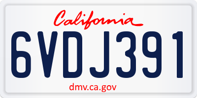 CA license plate 6VDJ391