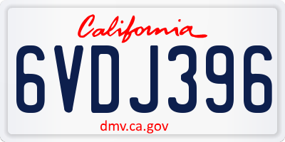 CA license plate 6VDJ396