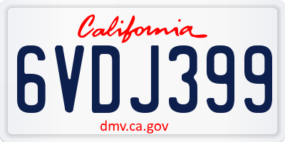 CA license plate 6VDJ399