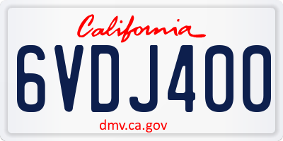 CA license plate 6VDJ400