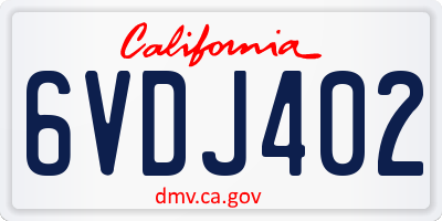 CA license plate 6VDJ402