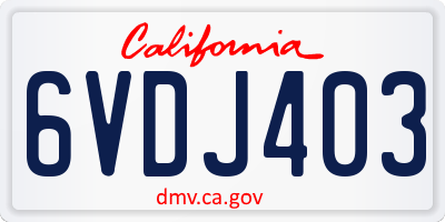 CA license plate 6VDJ403