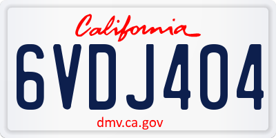 CA license plate 6VDJ404