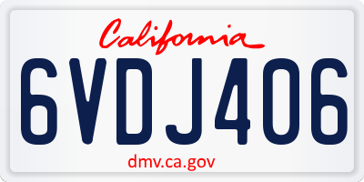 CA license plate 6VDJ406