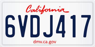 CA license plate 6VDJ417