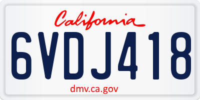 CA license plate 6VDJ418