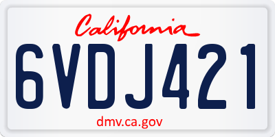 CA license plate 6VDJ421