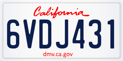 CA license plate 6VDJ431
