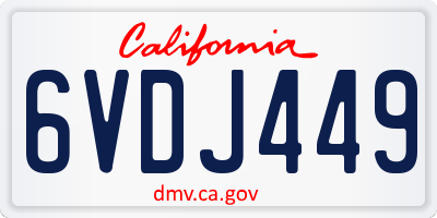 CA license plate 6VDJ449