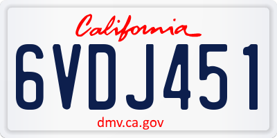 CA license plate 6VDJ451