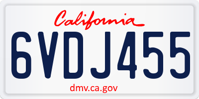 CA license plate 6VDJ455