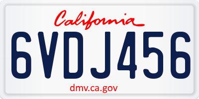 CA license plate 6VDJ456