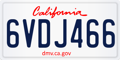 CA license plate 6VDJ466