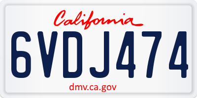 CA license plate 6VDJ474