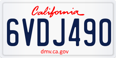 CA license plate 6VDJ490