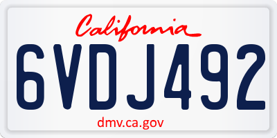 CA license plate 6VDJ492