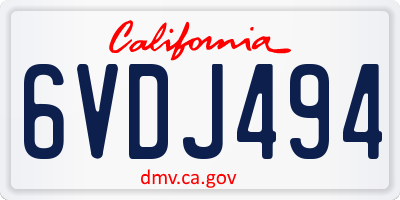 CA license plate 6VDJ494