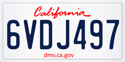 CA license plate 6VDJ497