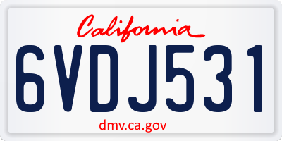 CA license plate 6VDJ531