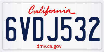 CA license plate 6VDJ532